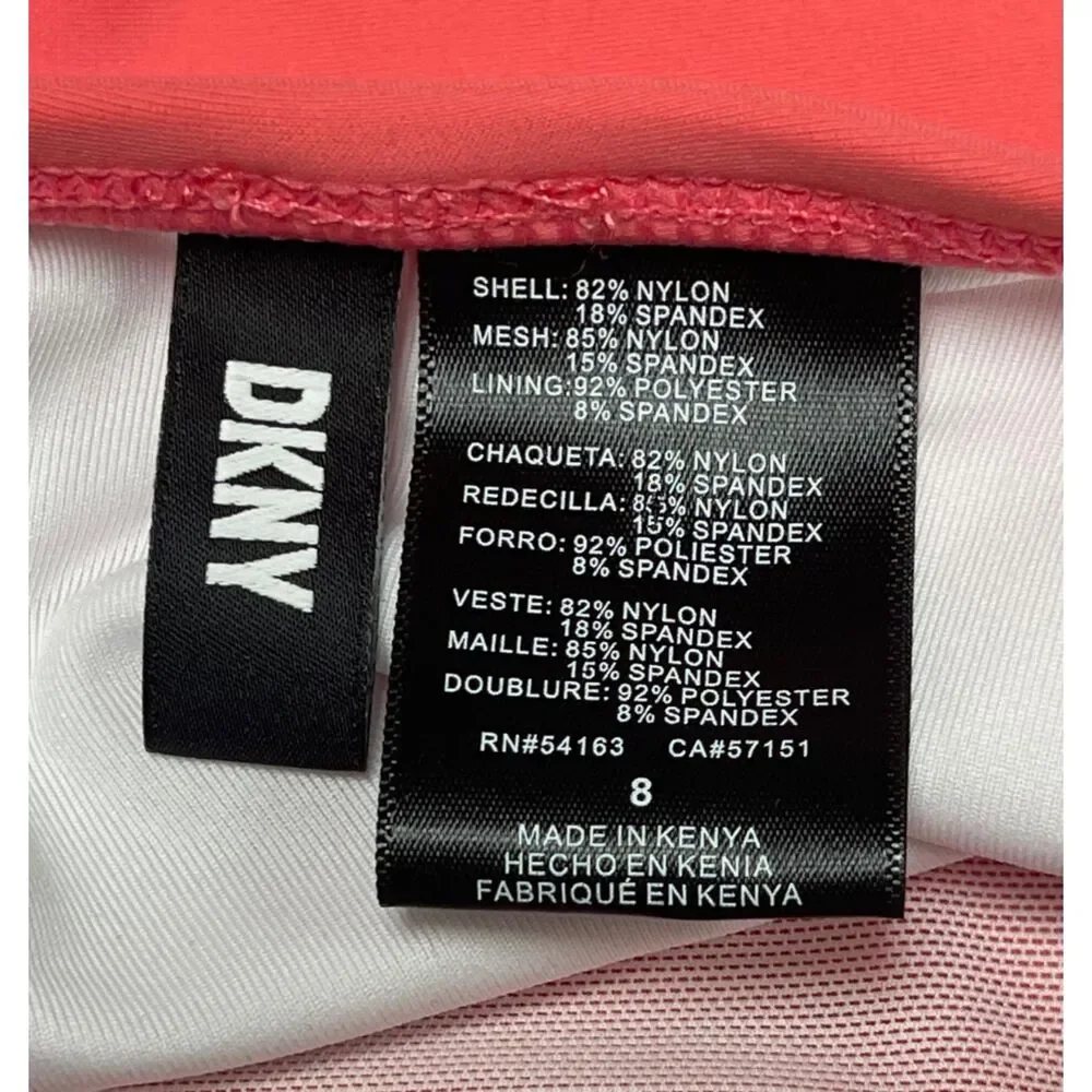 NWT DKNY Pink One-Piece Swimsuit, Ruching, Ruffles, Sz 8 - Picture 5 of 6
